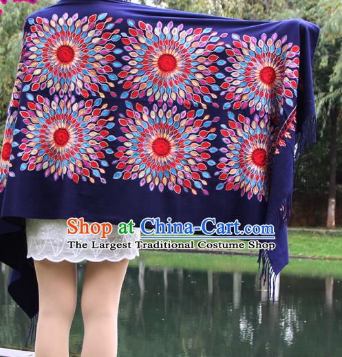 Chinese Traditional Scarf Yunnan National Purple Wool Cloak for Women