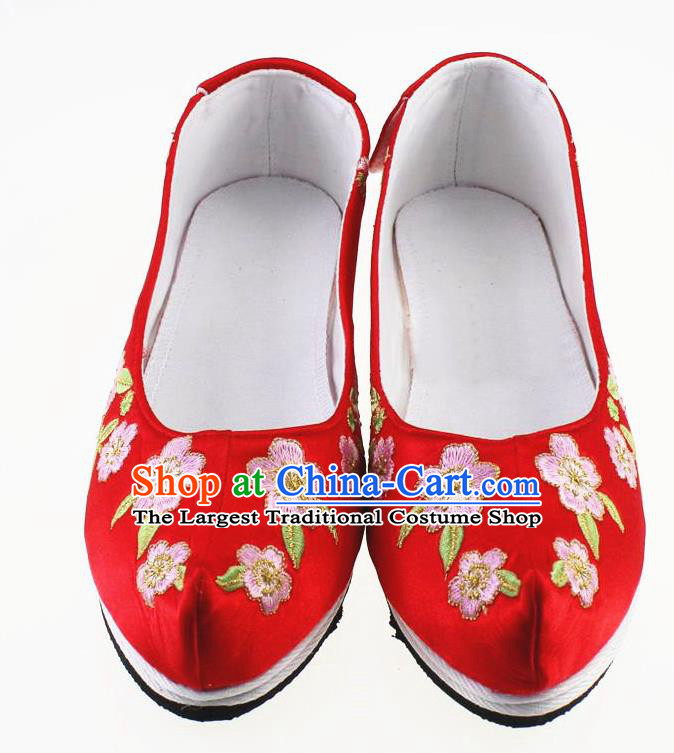 Chinese Traditional Hanfu Shoes Red Cloth Shoes Ancient Princess Embroidered Shoes for Women