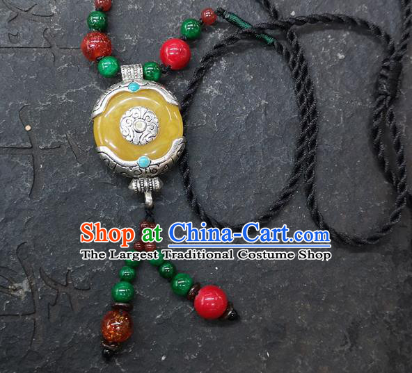 Chinese Traditional Accessories Yunnan Minority Yellow Coloured Glaze Necklace for Women