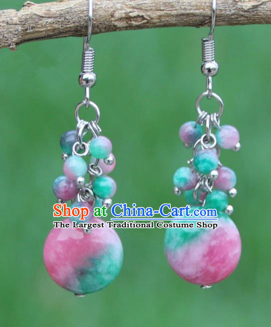 Chinese Traditional Glass Earrings Yunnan National Minority Ear Accessories for Women