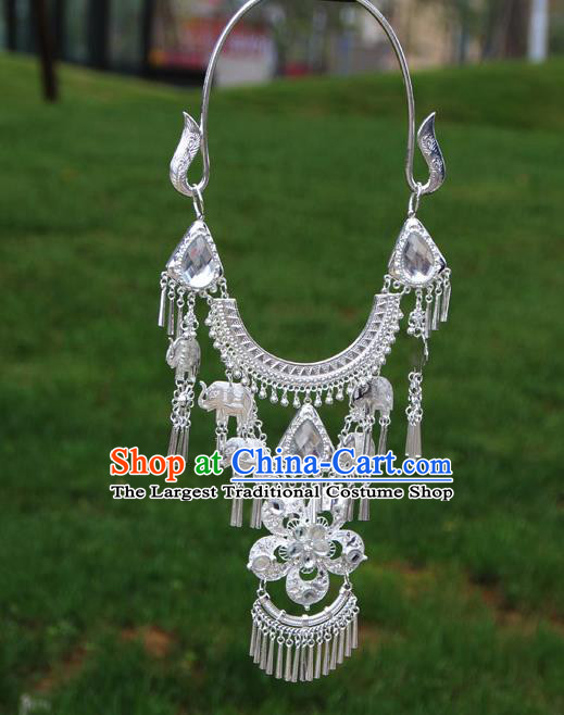 Chinese Traditional National Ethnic Flowers Tassel Crystal Necklace Jewelry Accessories for Women