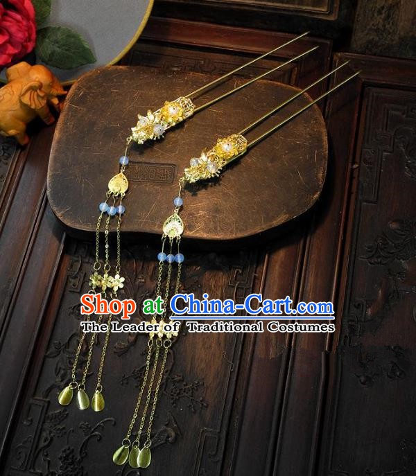 Chinese Handmade Classical Tassel Hairpins Hair Accessories Hair Stick Ancient Bride Headwear for Women