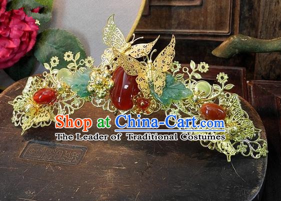 Chinese Handmade Classical Tassel Hairpins Hair Accessories Hair Crown Ancient Bride Headwear for Women