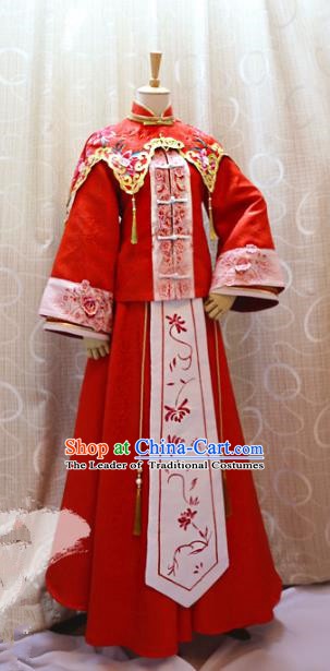 China Ancient Cosplay Princess Clothing Traditional Han Dynasty Palace Lady Red Wedding Dress for Women