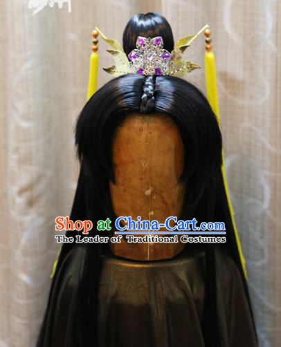 China Ancient Tang Dynasty Cosplay Swordsman Wig Sheath