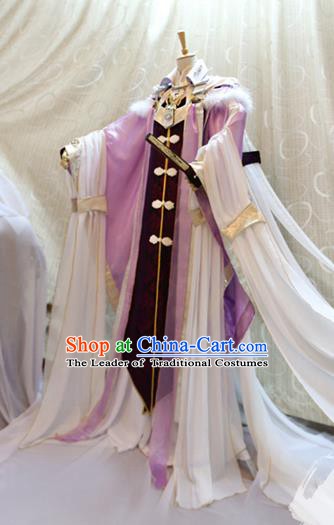 China Ancient Cosplay Swordswoman Clothing Traditional Palace Lady Purple Dress Clothing for Women