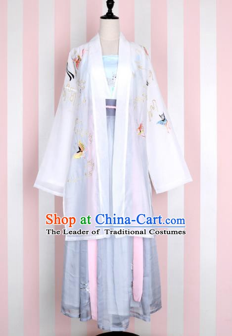 Ancient Chinese Song Dynasty Palace Lady Embroidered Butterfly Costume, China Ancient Princess Clothing for Women