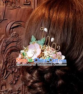 Chinese Handmade Classical Hair Accessories Ancient Pink Flowers Hairpins for Women