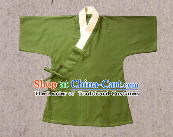 Ancient China Ming Dynasty Swordsman Costumes Hanfu Green Shirts for Men