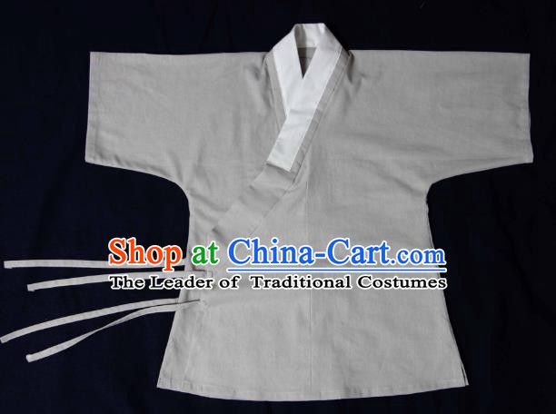 Ancient China Ming Dynasty Swordsman Costumes Hanfu Grey Shirts for Men