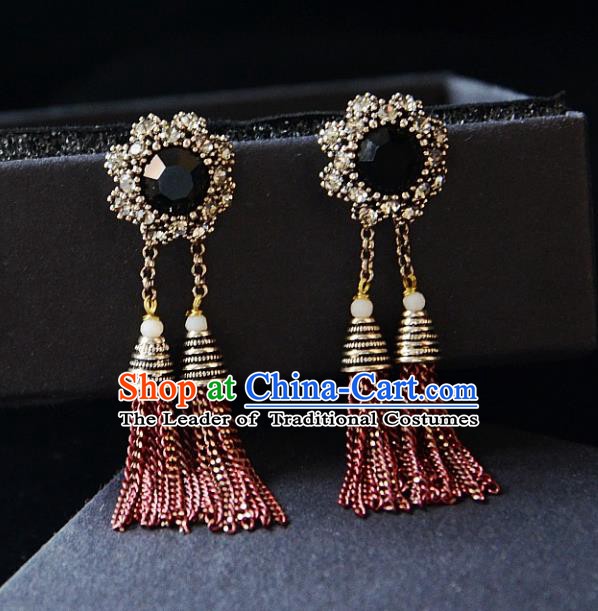 European Western Bride Vintage Jewelry Accessories Eardrop Renaissance Tassel Earrings for Women