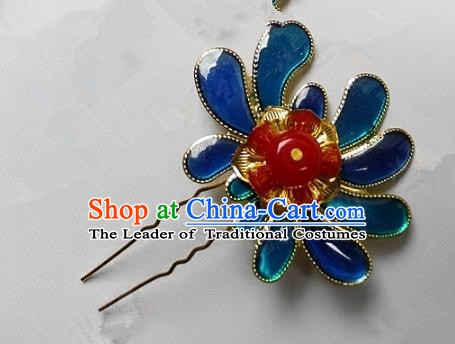 Chinese Handmade Classical Hairpins Ancient Hanfu Blueing Hair Stick Hair Accessories for Women