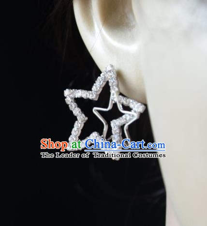 European Western Bride Vintage Accessories Eardrop Renaissance Crystal Star Earrings for Women