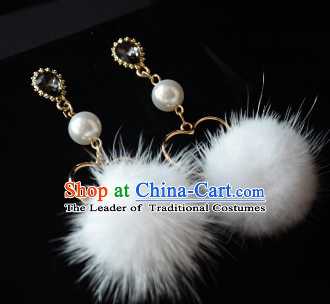 European Western Bride Vintage Accessories Eardrop Renaissance White Venonat Earrings for Women