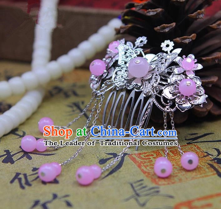 Handmade Chinese Ancient Palace Lady Hair Accessories Hanfu Hairpins Butterfly Hair Comb for Women