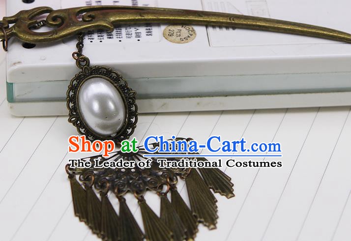 Handmade Chinese Ancient Palace Lady Hair Accessories Hanfu Pearls Tassel Hairpins for Women