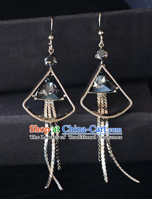 European Western Bride Vintage Grey Crystal Eardrop Accessories Renaissance Earrings for Women