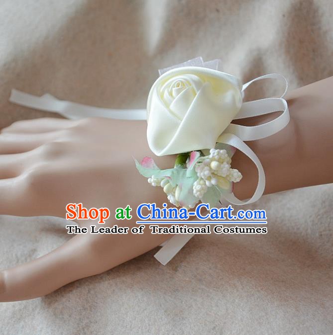 European Western Bride Wrist Accessories Vintage Renaissance White Rose Bracelet for Women