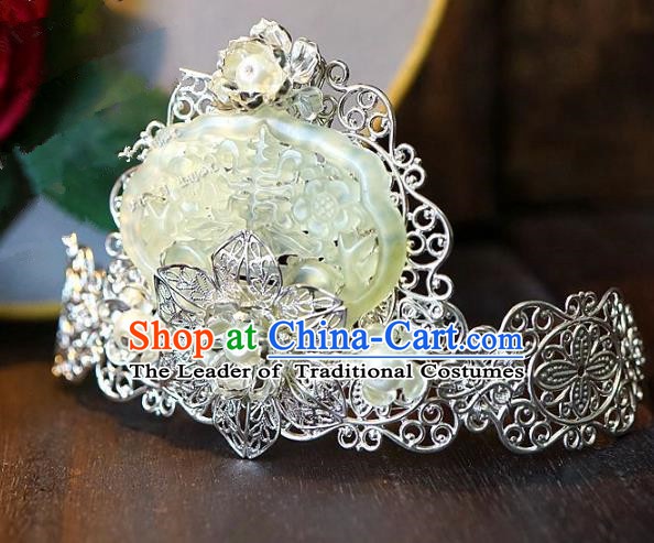 Chinese Handmade Classical Hair Accessories Ancient Prince Hanfu Hairpins Jade Hairdo Crown for Men