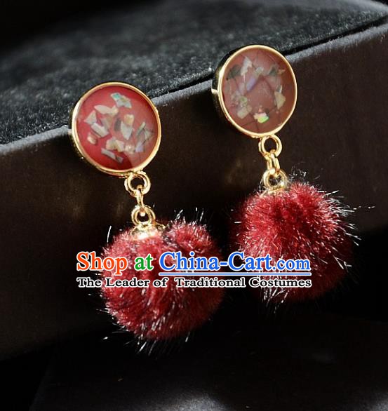 European Western Bride Vintage Accessories Renaissance Bohemia Red Venonat Earrings for Women