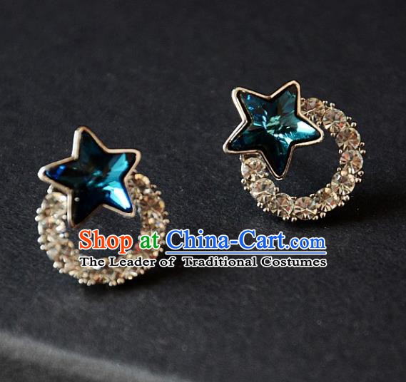 European Western Bride Vintage Accessories Renaissance Crystal Star Bohemia Earrings for Women