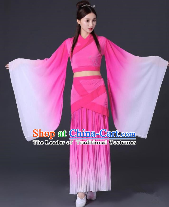 Traditional Chinese Classical Dance Costume, China Classical Folk Dance Pink Dress for Women