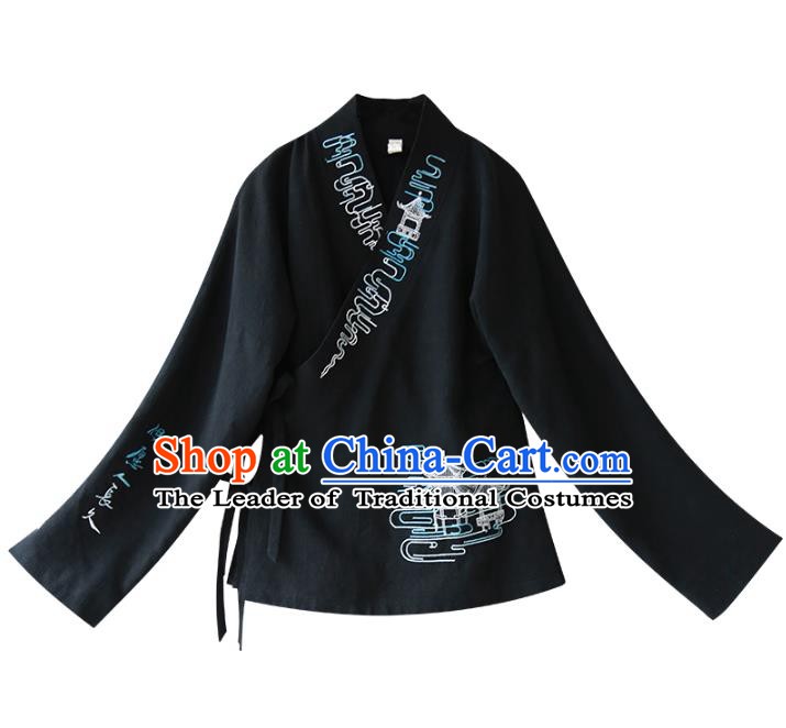 Traditional Chinese National Costume Embroidered Shirts Hanfu Blouse for Women