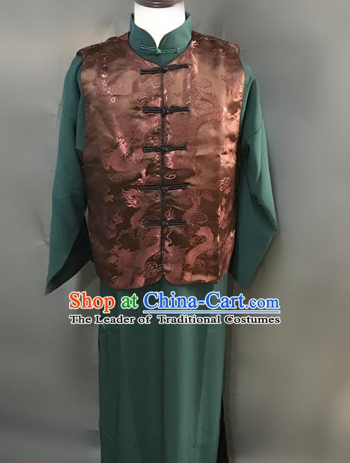 Traditional Chinese Stage Performance Costume Ancient Qing Dynasty Manchu Landlord Clothing for Men