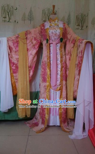 Traditional China Ancient Cosplay Palace Lady Costume Princess Pink Dress Clothing for Women