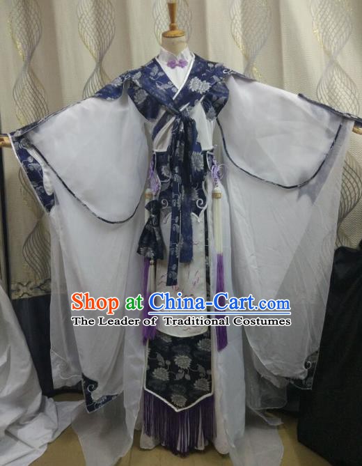 China Ancient Cosplay Swordswoman Costume Fairy Princess Fancy Dress Traditional Hanfu Clothing for Women