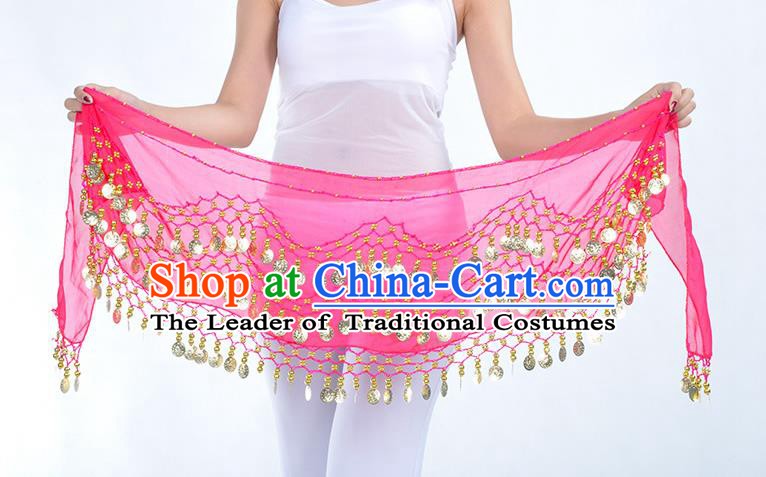 Asian Indian Belly Dance Rosy Silk Waistband Accessories India Raks Sharki Belts for Women