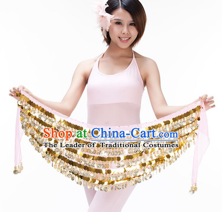 Asian Indian Belly Dance Paillette Waist Chain Pink Waistband India Raks Sharki Belts for Women