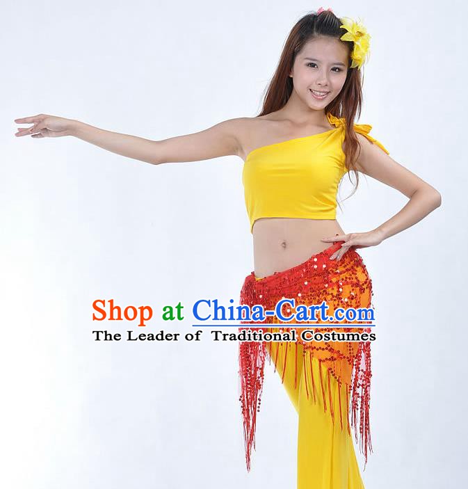 Asian Indian Belly Dance Paillette Red Buttocks Scarf Waistband India Raks Sharki Belts for Women