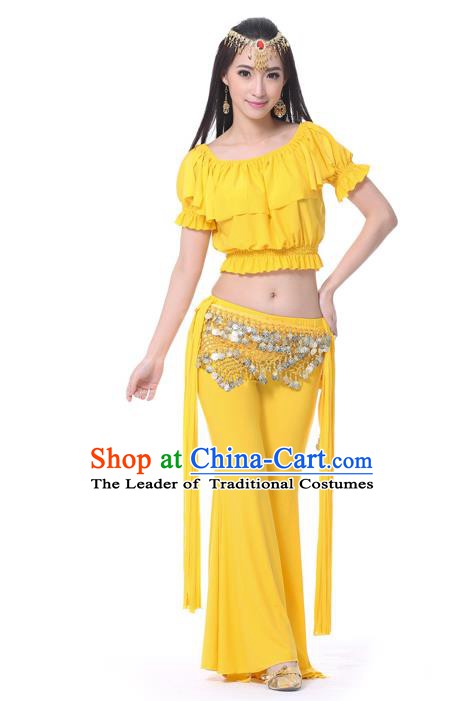 Indian Belly Dance Yellow Uniform India Raks Sharki Dress Oriental Dance Rosy Clothing for Women