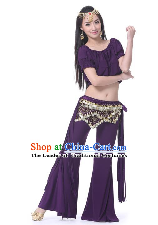 Indian Belly Dance Purple Uniform India Raks Sharki Dress Oriental Dance Rosy Clothing for Women