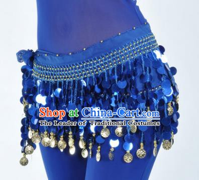 Indian Traditional Belly Dance Royalblue Tassel Belts Waistband India Raks Sharki Waist Accessories for Women