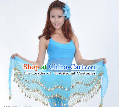 Asian Indian Belly Dance Waist Accessories Blue Waistband India Raks Sharki Belts for Women