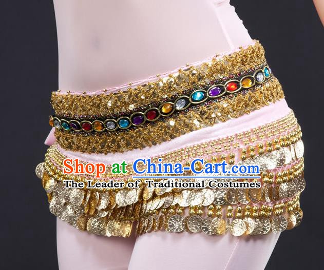 Asian Indian Belly Dance Diamante Waist Accessories Pink Waistband India Raks Sharki Belts for Women