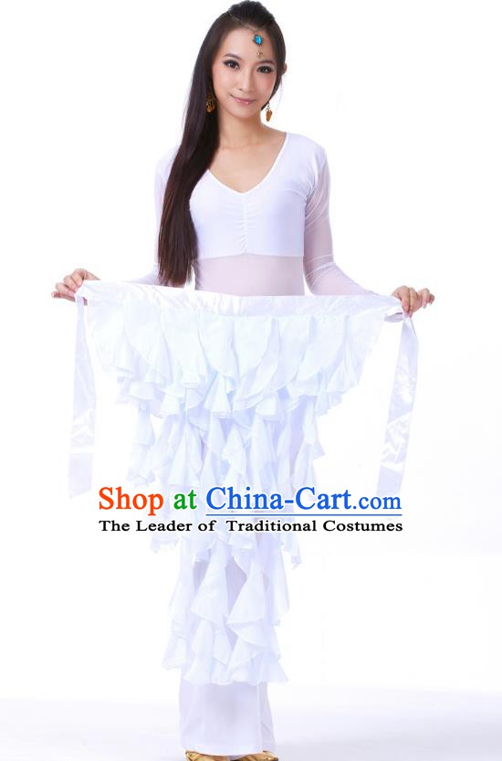 Indian Traditional Belly Dance Belts White Hip Scarf Waistband India Raks Sharki Waist Accessories for Women