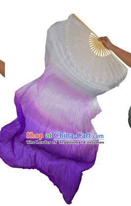 China Folk Dance Folding Fans Yanko Dance Gradient Purple Silk Fans for for Women