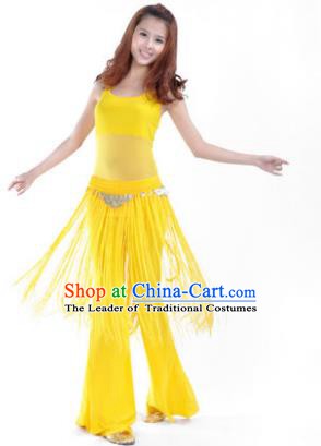 Indian Belly Dance Yoga Yellow Suits, India Raks Sharki Dance Clothing for Women