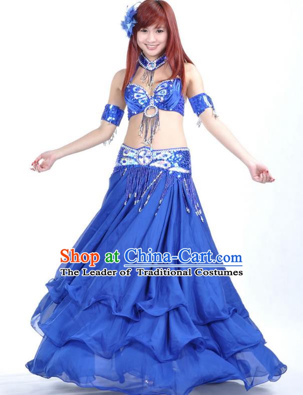 Indian Bollywood Belly Dance Royalblue Dress Clothing Asian India Oriental Dance Costume for Women