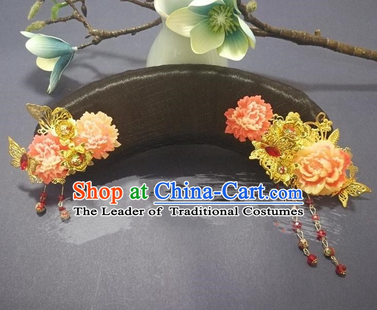 Chinese Handmade Classical Qing Dynasty Princess Wig and Hair Accessories Ancient Manchu Palace Lady Headwear