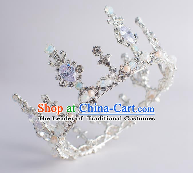 Handmade Classical Wedding Hair Accessories Bride Baroque Crystal Royal Crown Hair Coronet for Women