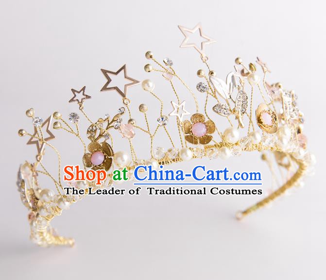 Handmade Classical Wedding Hair Accessories Bride Baroque Pearls Royal Crown Hair Clasp for Women