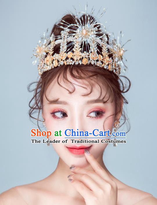 Handmade Classical Wedding Hair Accessories Bride Baroque Royal Crown Pearls Hair Coronet for Women