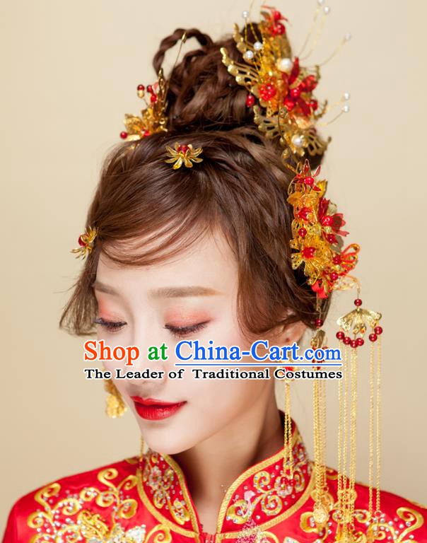 Chinese Handmade Classical Wedding Hair Accessories Ancient Phoenix Coronet Hairpins for Women