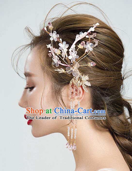 Handmade Classical Wedding Accessories Bride Tassel Ear Pendant Crystal Earrings for Women