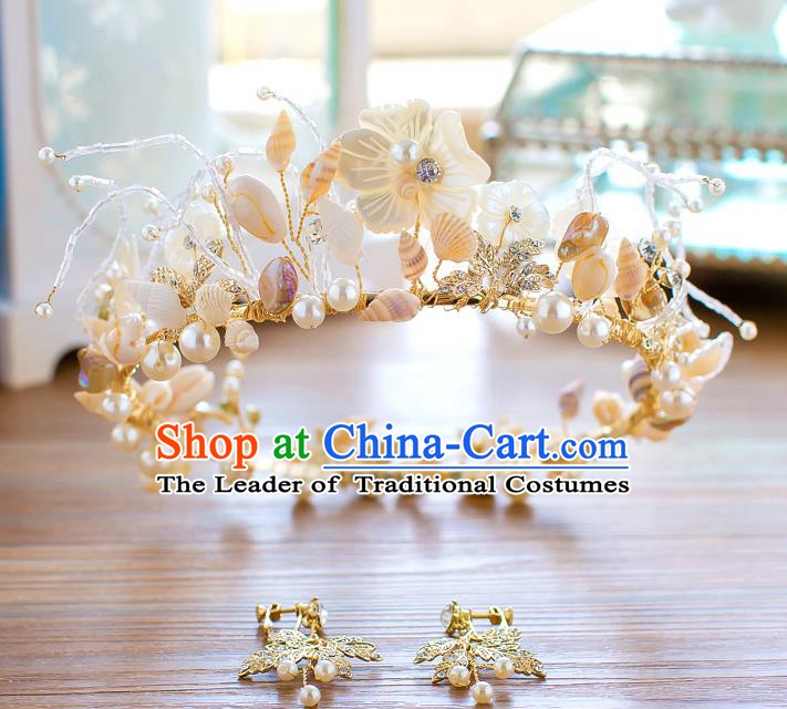 Handmade Classical Hair Accessories Baroque Shell Royal Crown Princess Hair Clasp for Women