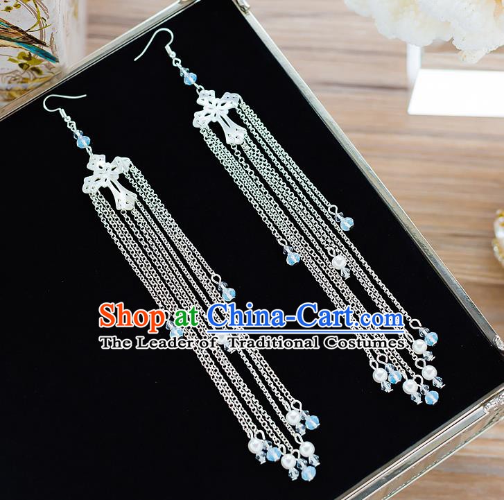 Handmade Classical Wedding Accessories Long Tassel Eardrop Bride Earrings for Women